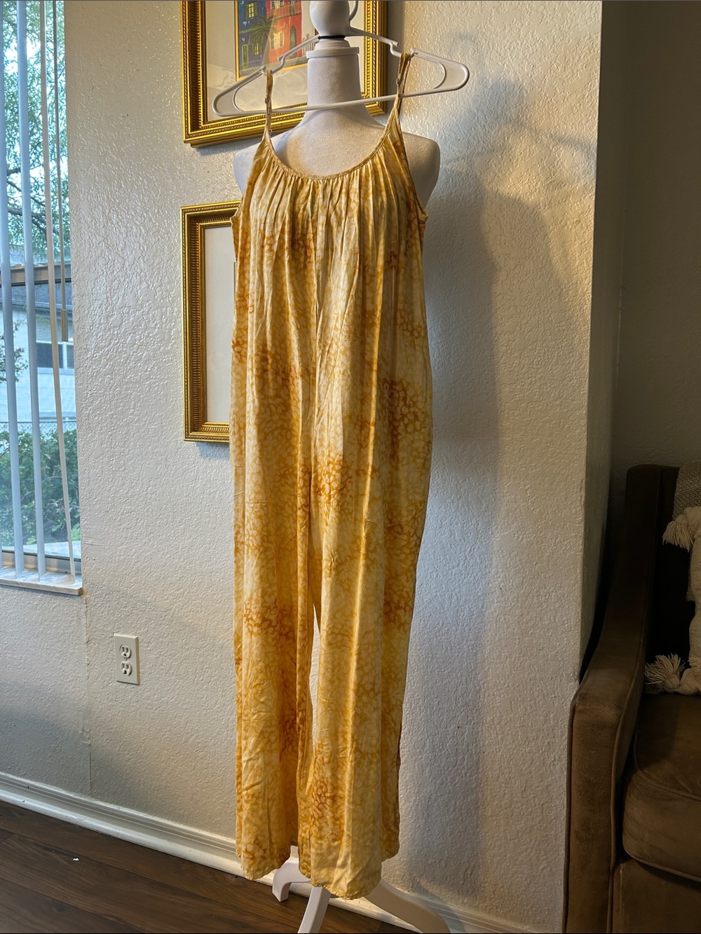 Yellow Tie-Dye Sleeveless Jumpsuit